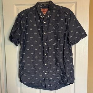 Brooklyn Cloth men’s blue bicycle short sleeve button down shirt size large